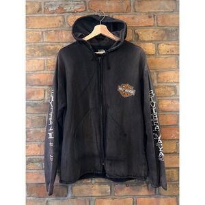 Harley-Davidson Riviera Maya Mexico Sun Faded Zip Up Hoodie Mens Black XL